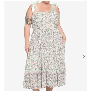 Hot Topic Sanrio colab Mint Floral Clocks & Gears Midi Dress
